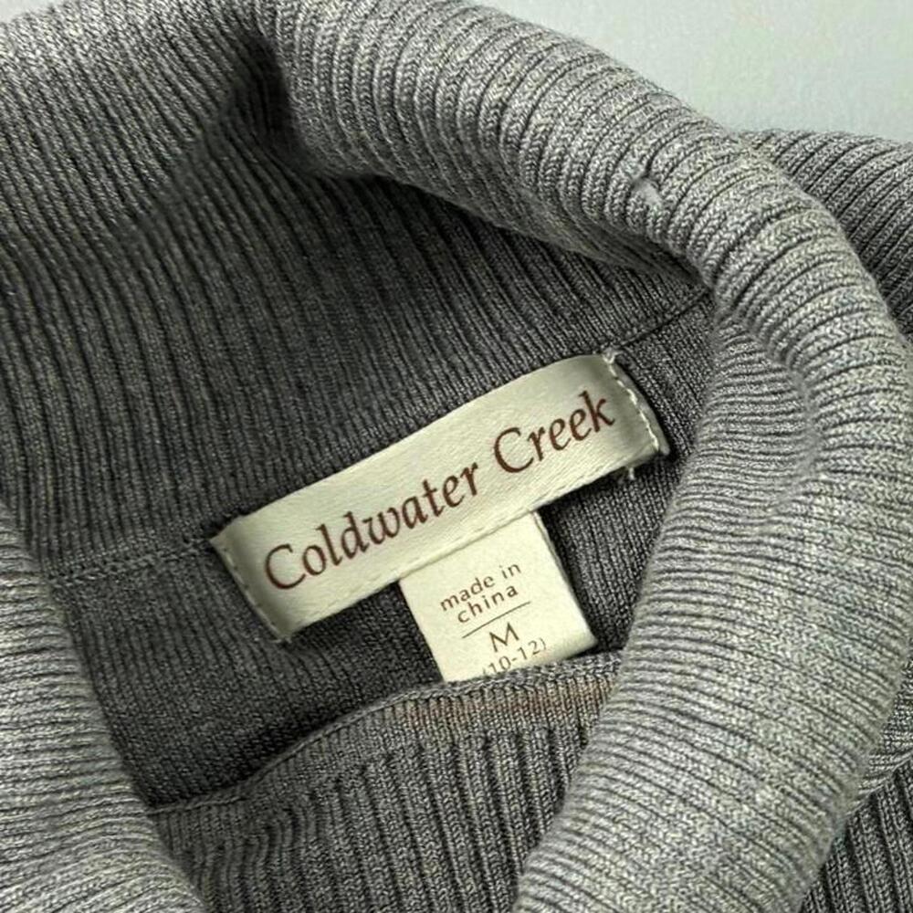 Coldwater Creek Women's Gray Ribbed Short Sleeve Turtleneck Top Medium - Picture 3 of 8